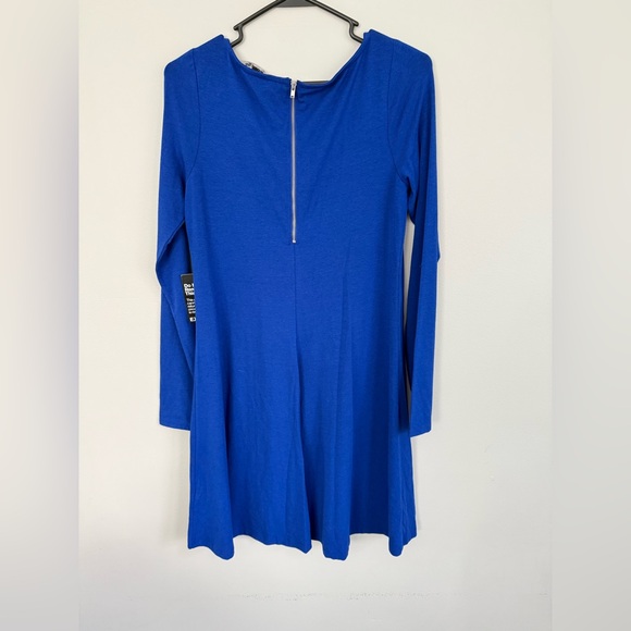 NWT Express Electric Blue Long Sleeve Zip Back Trapeze Dress medium - Picture 4 of 7